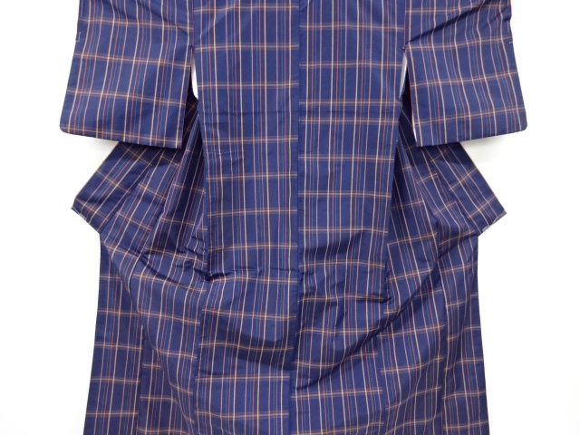JAPANESE KIMONO / KIMONO ENSEMBLE / SILK / YONEZAWA TSUMUGI / WOVEN GRID